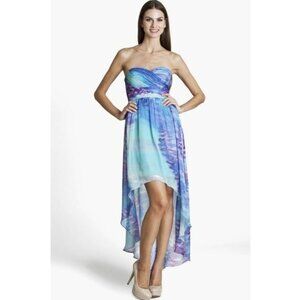 JS Boutique Watercolor Strapless High/Low Dress